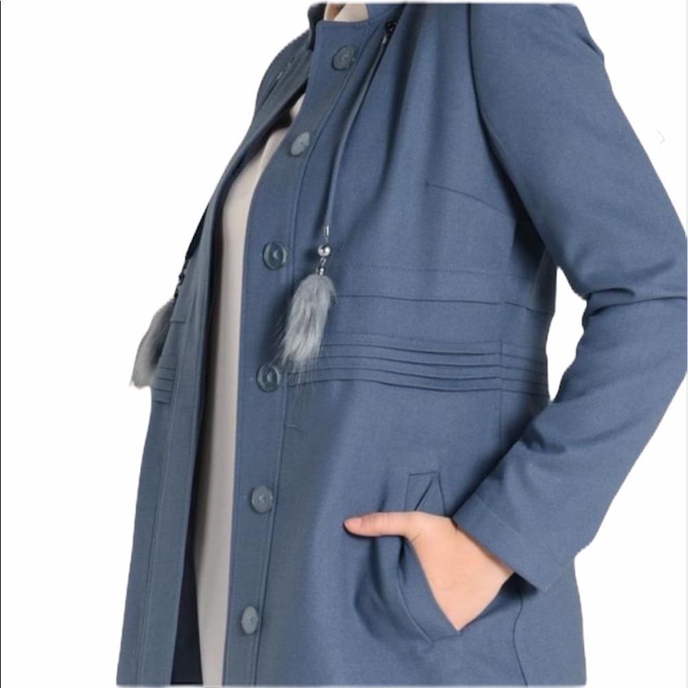 NWOT Alvina woman topcoat abaya dress sz 44 blue - Picture 3 of 8